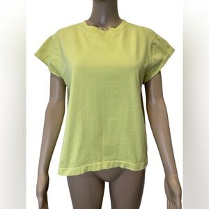 Agolde Green and Yellow Boxy Cuffed Sleeve T-Shirt